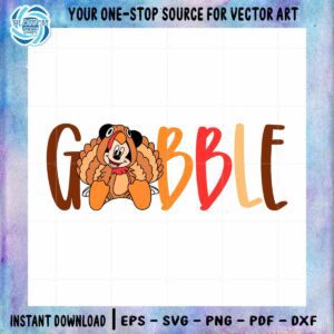 Gobble Mickey Thanksgiving SVG Graphic Designs Files