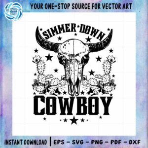 Cow Skull Simmer Down Cowboy Vector SVG Files for Cricut Files