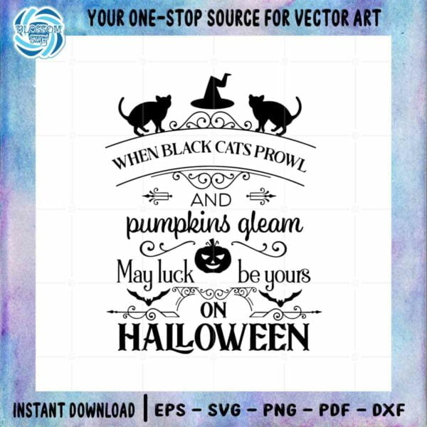 Black Cat Witch Halloween SVG Pumpkin Gleam Cutting Digital File