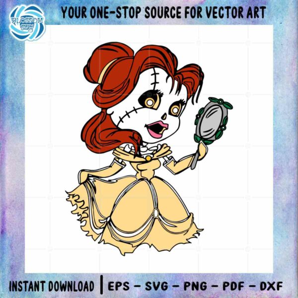 Belle Skeleton Princess Halloween Custom SVG Graphic Design Cutting File