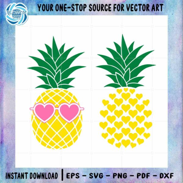 Pineapple Pink Heart Glasses SVG Files for Cricut Sublimation Files