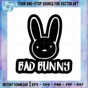 Black Bad Bunny Benito Logo SVG Files for Cricut Files