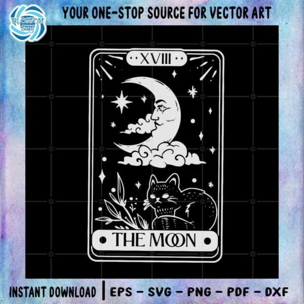 Tarot Card The Moon SVG Mystical Tarot Design File