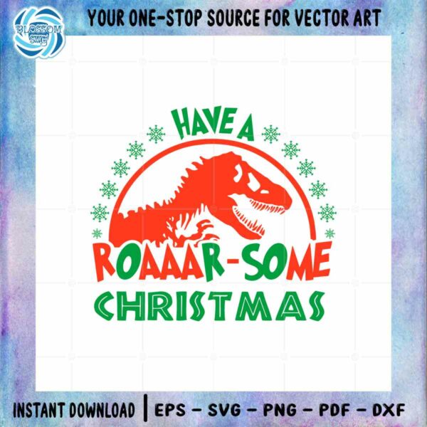 have-a-roaar-some-christmas-dinosaur-svg-cricut-digital-file