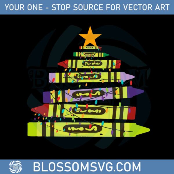 Teacher Christmas Crayon Tree Light Gifts Student Svg Cutting Files