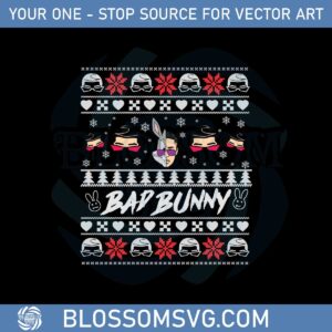Bad Bunny Ugly Christmas Sweater Svg Graphic Designs Files