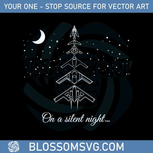 On A Silent Night Stealth Plane Christmas Tree Svg Cutting Files
