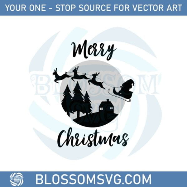 Merry Christmas Santa Reindeer Sleigh Svg Graphic Designs Files