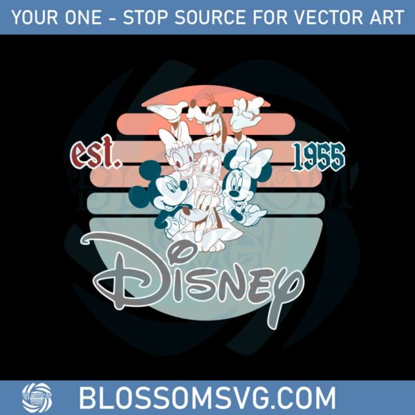 Vintage Sunset Disney Mickey Friends Svg Graphic Designs Files