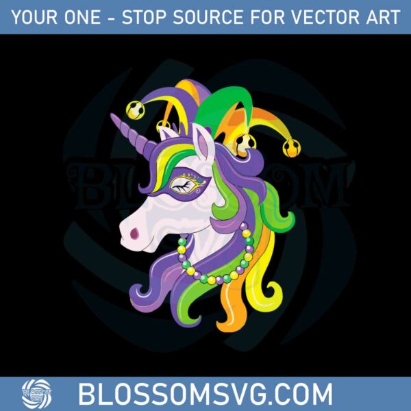 unicorn-with-jester-hat-mardi-gras-svg-graphic-designs-files