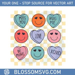 Vintage Valentines Day Positive Vibes Conversation Hearts Svg