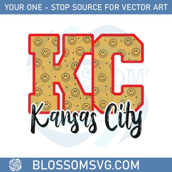 KC Smiley Face Kansas City Chiefs Fans SVG Cutting Files