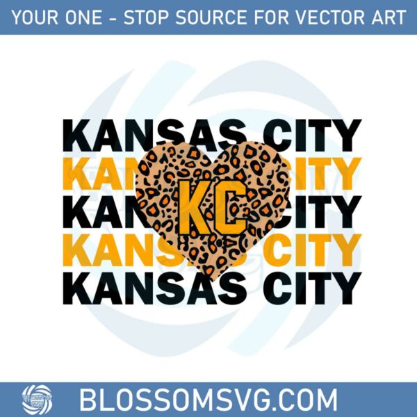 Kansas City Chiefs Football Leopard Heart SVG Cutting Files