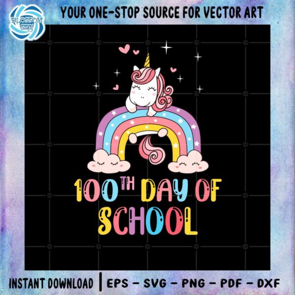 100-days-of-school-rainbow-unicorn-svg-graphic-designs-files