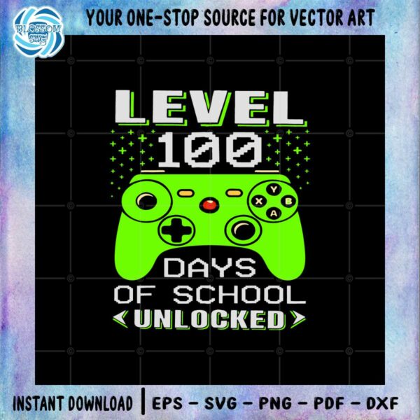 video-gamer-student-100th-day-of-school-unlocked-svg