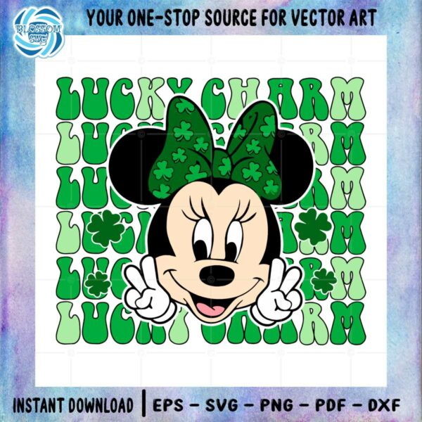 Lucky Charm Cute Minnie Mouse Shamrock SVG Cutting Files