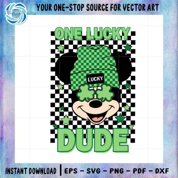 One Lucky Dude St Patricks Day Mickey Mouse SVG Cutting Files