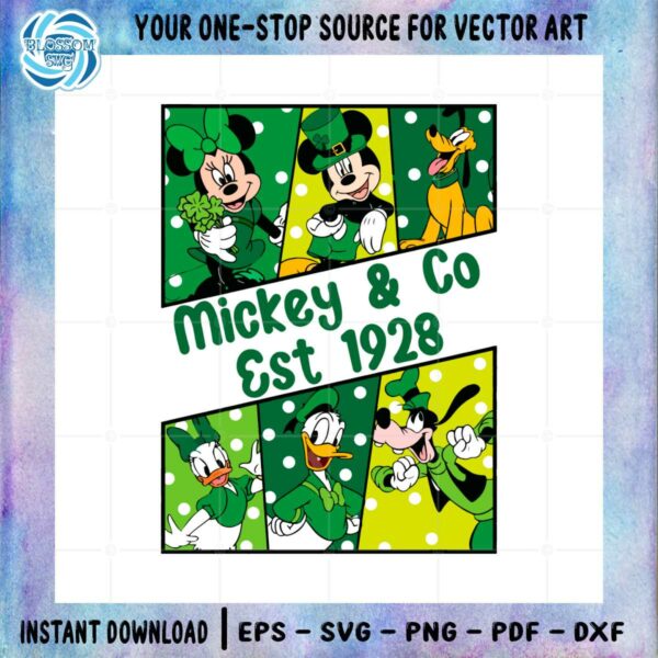 St Patrick's Day Mouse And Friends Mickey And Co Est 1920 Shamrock Svg