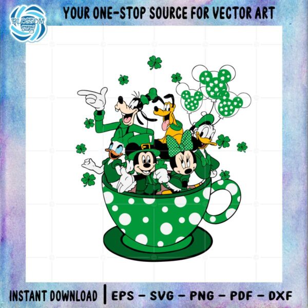 St Patrick's Day Mickey And Friends Coffee Cup SVG Cutting Files