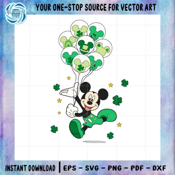Mickey Mouse St Patrick's Day Shamrock Balloons Svg Cutting Files