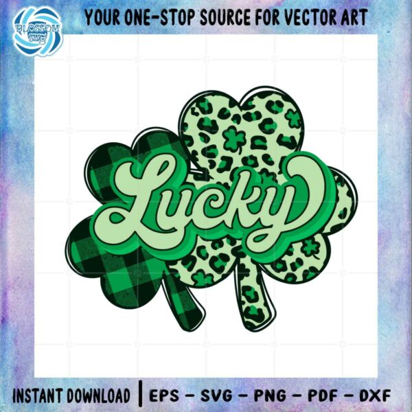 Lucky Shamrock Leopard Buffalo Plaid SVG Graphic Designs Files