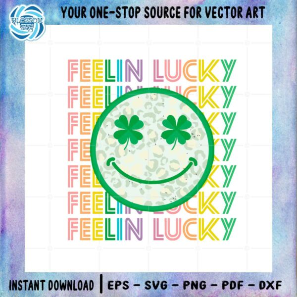 Fleein Lucky Retro St Patrick's Smiley Face SVG Cutting Files