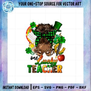 afro-messy-bun-one-lucky-teacher-st-patricks-day-png-sublimation