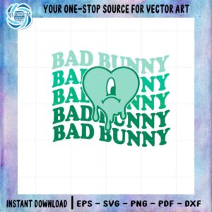 Bad Bunny Drippy Heart St Patrick's Day SVG Graphic Designs Files