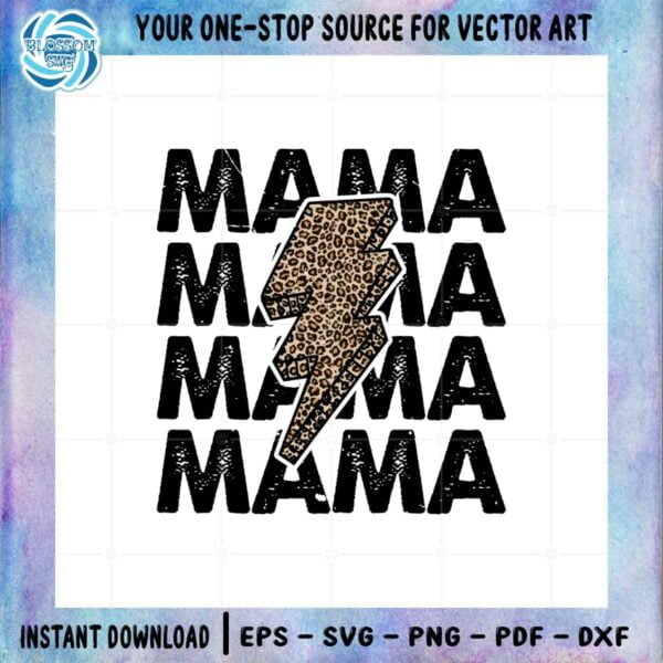 Mama Leopard Lightning Bolt SVG Graphic Designs Files