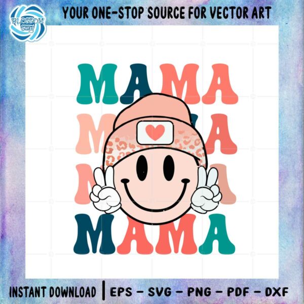 Boho Mama Retro Mama Smiley Face SVG Graphic Designs Files