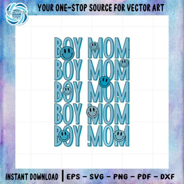 Boy Mom Smiley Face SVG Best Graphic Designs Cutting Files