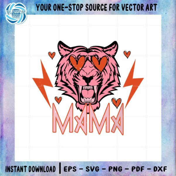 Retro Mama Lightning Bolt Tiger Head SVG Graphic Designs Files