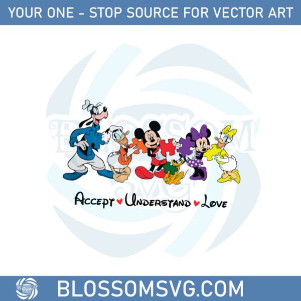 Disney Mickey And Friend Autism Accept Understand Love Svg