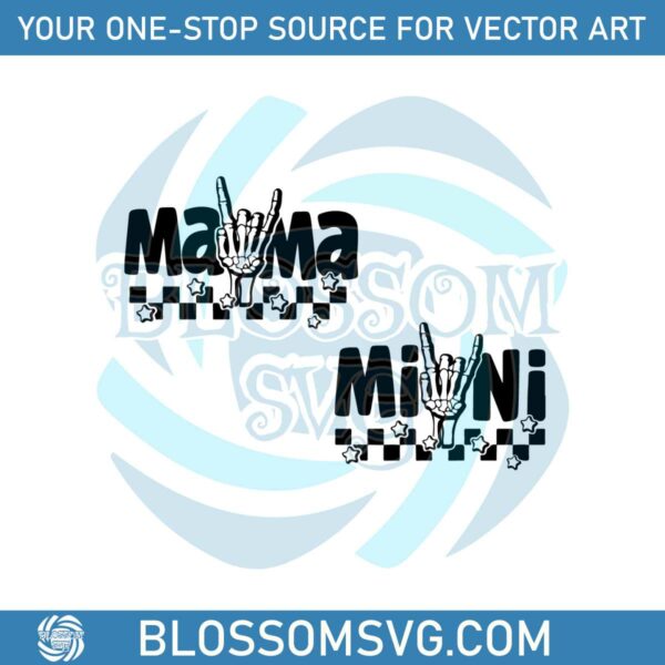 Mama Mini Retro Mothers Day Skeleton Hand SVG Cutting Files