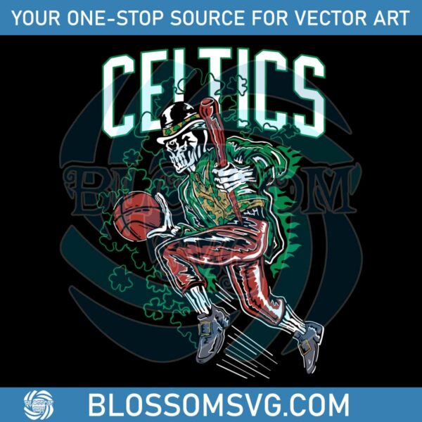celtics-clover-skeleton-basketball-boston-celtics-basketball-2023-nba-playoff-svg