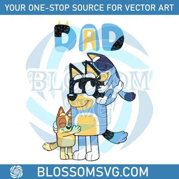 Bluey Dad Playing Son And Daughter SVG Graphic Design Files
