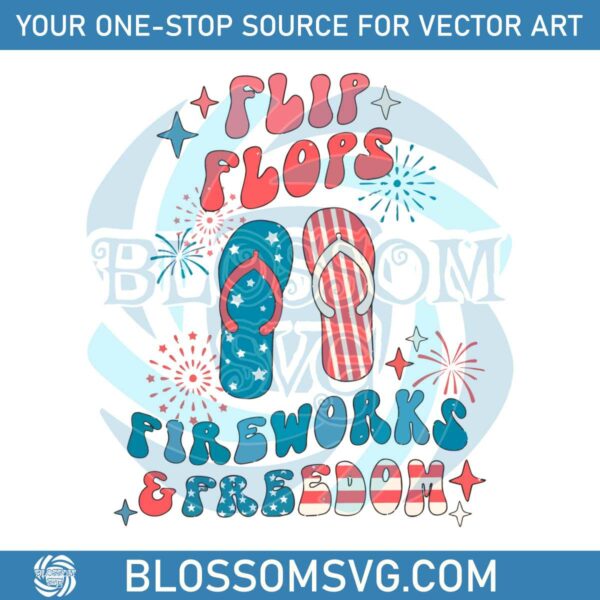 retro-usa-flip-flops-fireworks-and-freedom-svg-graphic-design-file