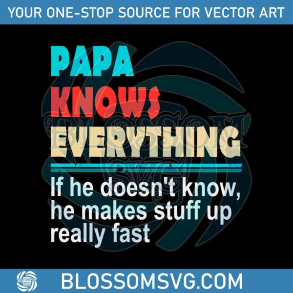 Papa Knows Everything Funny Fathers Day Quote Svg Cutting File