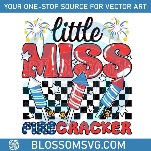 Little Miss Firecracker 4th Of July SVG Graphic Design Files
