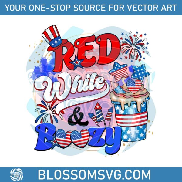 Red White And Boozy 4th Of July PNG Sublimation Design