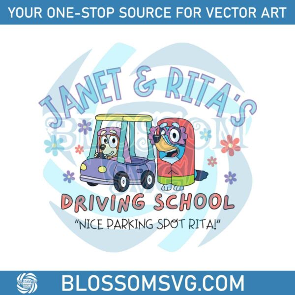 janet-and-rita-driving-school-bluey-famlily-svg-digital-cricut-file