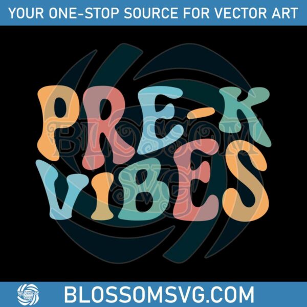 Pre K Vibes Vintage Preschool Teacher SVG Graphic Design File