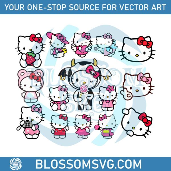 Cute Cat Kawaii Kitty Funny Bundle SVG Cutting Digital File