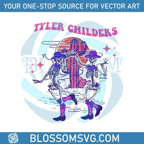 Tyler Childers Skeleton Neon Boho Style PNG Silhouette File