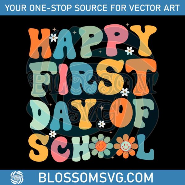 Retro Teacher Back to School Happy First Day Of School SVG File
