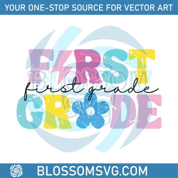 Retro First Grade Teacher Back To School SVG Digital File
