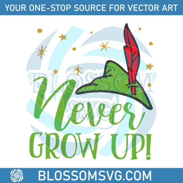 Vintage Disney Cartoon Peter Pan Never Grow Up SVG Cricut File