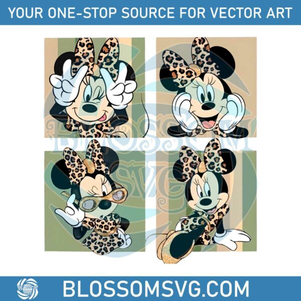 Stylish Leopard Minnie Mouse PNG Sublimation Download