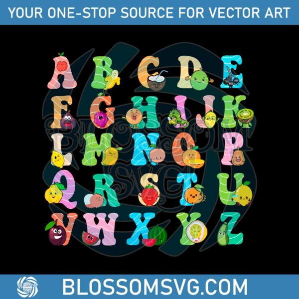 Back To School Cute Fruits Alphabet SVG Graphic Design File
