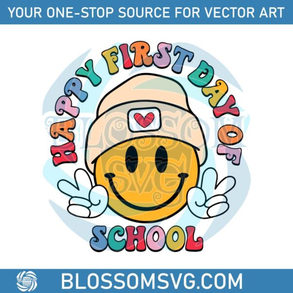 Happy First Day Of School Smiley Face SVG Cutting Digital File